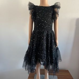Zoe Ltd Girls Sadie Fit and Flare Tule Sparkle Dot Dress In Black Size 7 NWT.